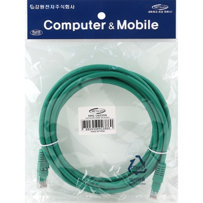강원전자 넷메이트 CAT.6 UTP 랜 케이블 3m, 그린 NMC-U603GN