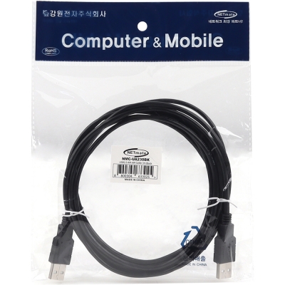 강원전자 넷메이트 USB2.0 AM-AM 케이블 3m (블랙) NMC-UA230BK