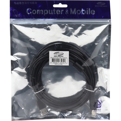 강원전자 넷메이트 USB2.0 AM-BM 케이블 5m (블랙/노이즈필터) NMC-UB250C
