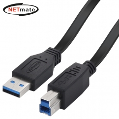 강원전자 넷메이트 USB3.0 AM-BM FLAT 케이블 0.5m (블랙) NMC-UB305F