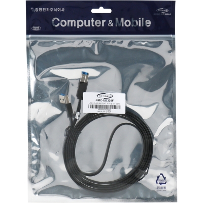강원전자 넷메이트 USB3.0 AM-BM FLAT 케이블 2m (블랙) NMC-UB320F