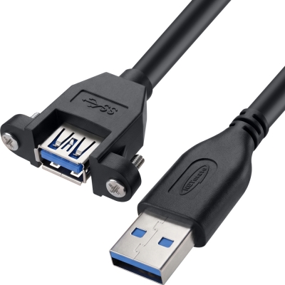 강원전자 넷메이트 USB3.0 연장 AM-AF 판넬형 케이블 0.3m, 블랙 NMC-UF303SB