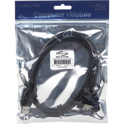 강원전자 넷메이트 USB3.0 연장 AM-AF 판넬형 케이블 1m, 블랙 NMC-UF310SB