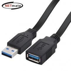 강원전자 넷메이트 USB3.0 연장 AM-AF FLAT 케이블 2m (블랙) NMC-UFG302F