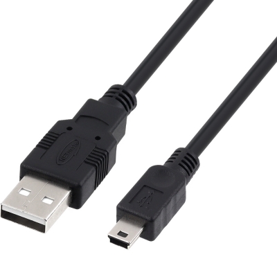 강원전자 넷메이트 USB2.0 AM-Mini 5핀 케이블 0.5m (블랙) NMC-UM205BK