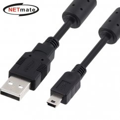 강원전자 넷메이트 USB2.0 AM-Mini 5핀 케이블 3m (블랙/노이즈필터) NMC-UM230C