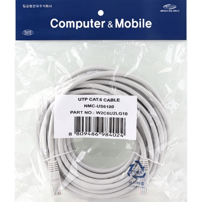 강원전자 넷메이트 CAT.6 UTP 랜 케이블 10m, 그레이 NMC-US6100