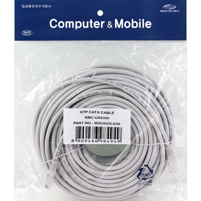 강원전자 넷메이트 CAT.6 UTP 랜 케이블 30m, 그레이 NMC-US6300