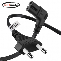 강원전자 넷메이트 2구 8자 AC 파워코드 전원케이블 0.6m, 꺾임형 블랙 NMP-KPC806BA