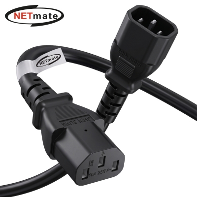 강원전자 넷메이트 AC 파워코드 연장 케이블 0.5m, 블랙 NMP-SPC005BF