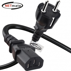 강원전자 넷메이트 3구 AC 파워코드 전원케이블 0.5m, 일자형 블랙 NMP-SPC005BS