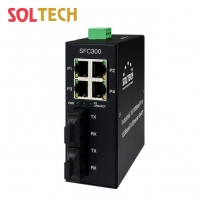 솔텍 산업용 4포트 스위칭 허브, SC 싱글모드 2포트(20km) SFC300-SCS2